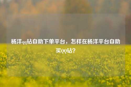杨洋qq钻自助下单平台，怎样在杨洋平台自助买QQ钻？