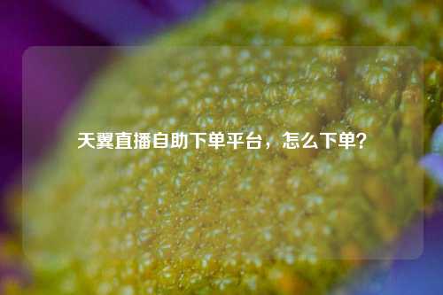 天翼直播自助下单平台，怎么下单？