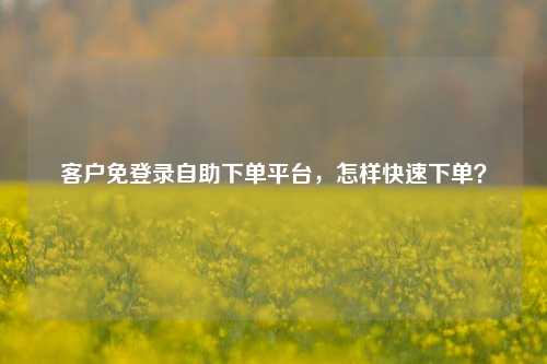 客户免登录自助下单平台，怎样快速下单？