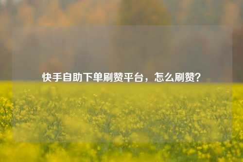 快手自助下单刷赞平台，怎么刷赞？